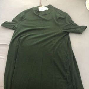 Topshop Petite mock neck minidress dark green